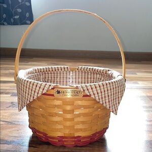 Longaberger Basket with Red and Tan Plaid Lining